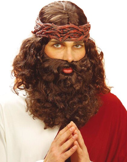 Jesus Parykk & Skjegg Mørk Brun Jesus Parykk & Skjegg Mørk Brun