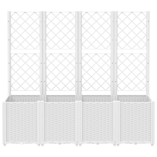 Plantekasse med espalier hvit 160x40x140 cm PP