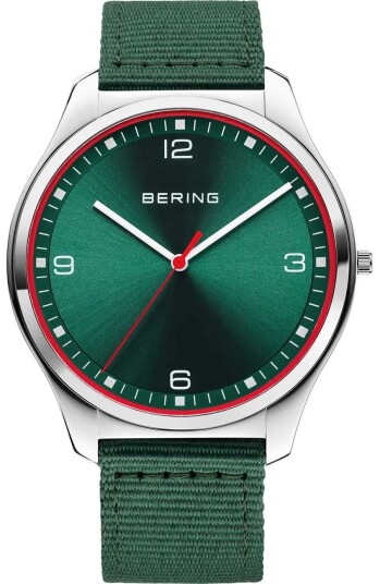 Bering Herreklokke 18342 508 Ultra Slim Grønn/Tekstil Ø42 mm