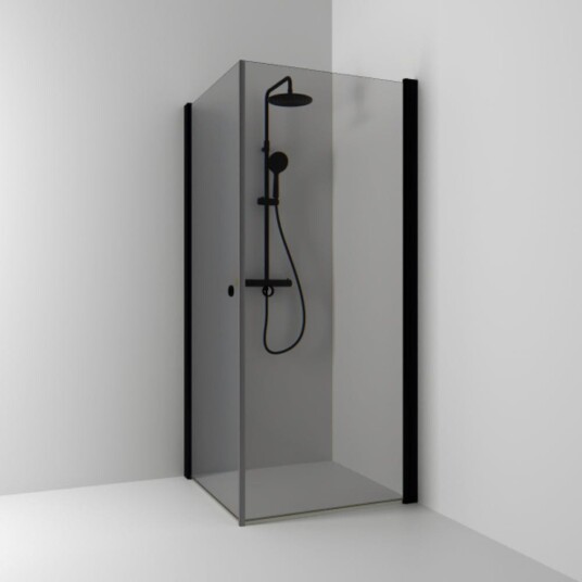 Svedbergs Skoga Dusjhjørne Rett 100x90 cm, Sort Matt/Røykglass Svedbergs Skoga Dusjhjørne Rett 100x90 cm, Sort Matt/Røykglass