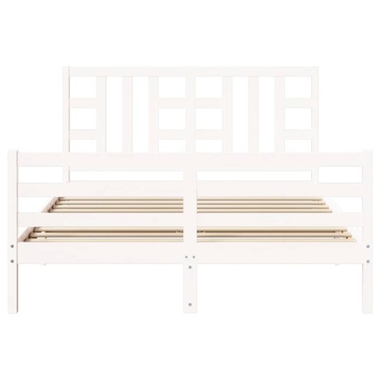 vidaXL Sengeramme med hodegavl hvit 5FT King Size heltre