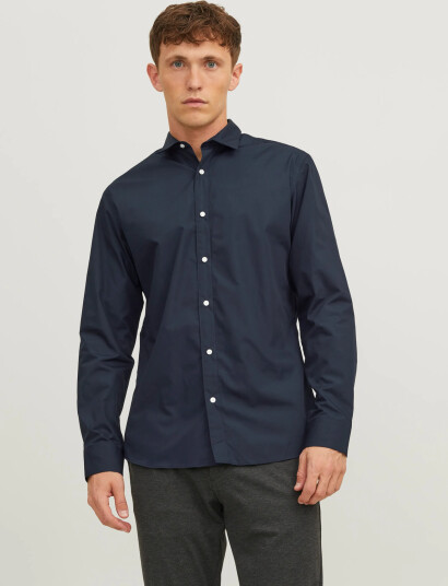 Jack & Jones Jjejoe Shirt Ls Plain Noos   Navy   S