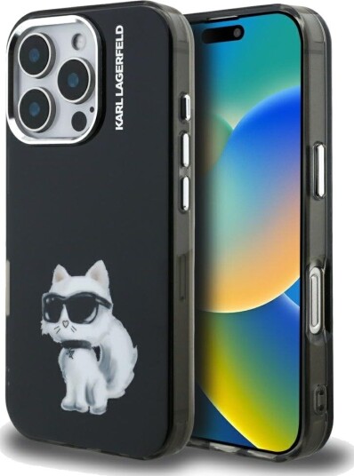 Karl Lagerfeld Mobildeksel IML Aquarelle Choupette til iPhone 16 Pro Max - Svart