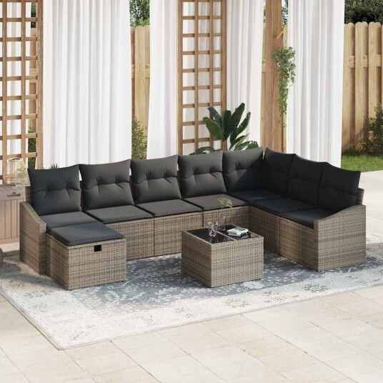 vidaXL Sofa sett 8 stk. polyrotting