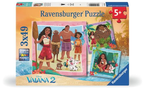 Ravensburger Vaiana 2 Puslespill 3 x 49 brikker 5+Ã¥r Ravensburger Vaiana 2 Puslespill 3 x 49 brikker 5+Ã¥r