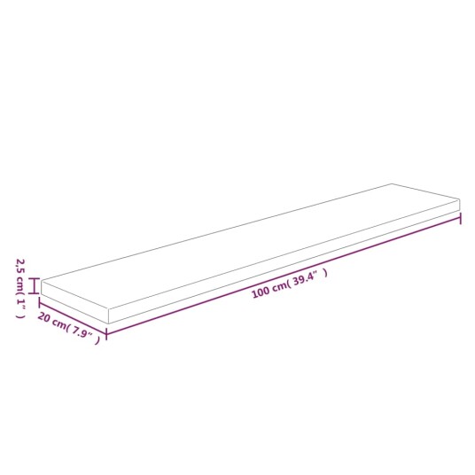 vidaXL Hylleplate 100x20x2,5 cm ubehandlet heltre eik vidaXL Hylleplate 100x20x2,5 cm ubehandlet heltre eik