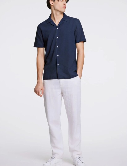 Lindbergh Casual Linen Blend Resort S/S Navy XXL