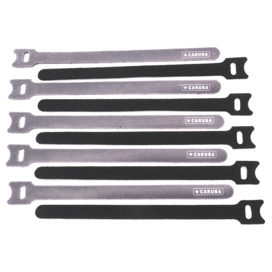 Caruba Fast Fixer Hook & Loop 10pk Black Kabelfikser 10stk Borrelås strips 20cm