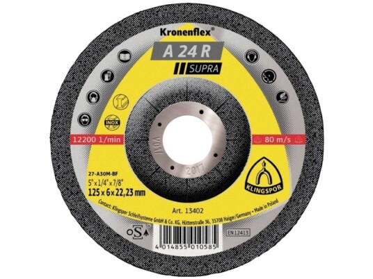 Klingspor 240831 A 24 R Supra Skrubbeskive Forkrøppet 125 Mm 22,23 Mm, 10 Stk