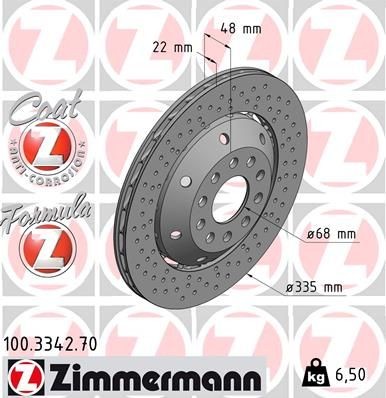 Bremseskive ZIMMERMANN 100.3342.70