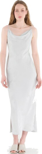 Calvin Klein Viscose Jacquard Maxi Slip Dress Green L Calvin Klein Viscose Jacquard Maxi Slip Dress Green L