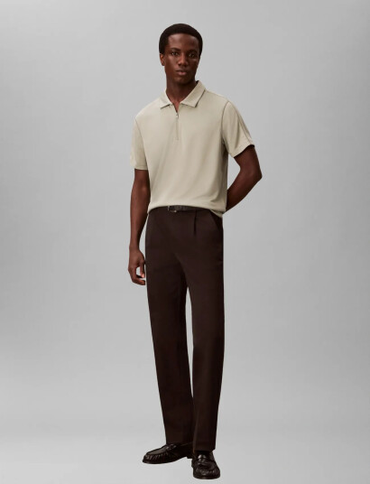 Calvin Klein Ss Slim Stretch Mesh Pique Polo Khaki green L
