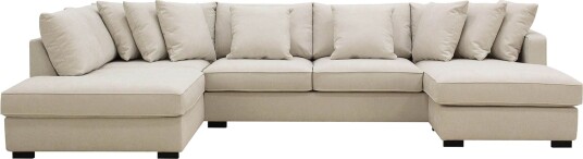 Rossita 5 seters Venstrevendt U formet Dyp Sofa med Divan og Sjeselong i Stoff   Beige