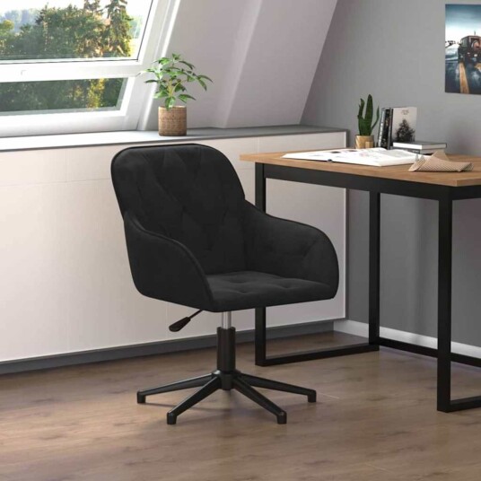 vidaXL Kontorstol Svart 56 x 61,5 x 72 cm Fløyel