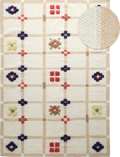 Ullteppe Lausanne Flatweave Tufted Premium hvit/beige Størrelse: 240 x 340 cm
