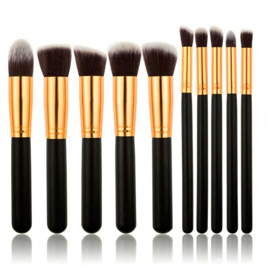 PRO Makeup børster svart / gull 10 stk.