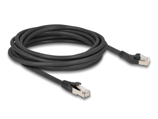 Delock Rj45 Nettverkskabel Cat.8.1 S/Ftp-Plugg 45° Vinklet Til Venstre Til Rett Plugg Opp Til 40 Gbps 5 M Svart