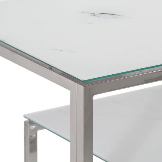  Konsollbord sølv rustfritt stål og herdet glass 8720287199816