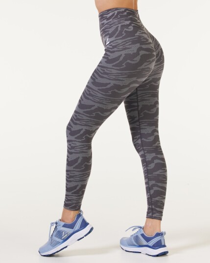 LEVITY Zebra Seamless Scrunch Tights Dark Grey Zebra - XS