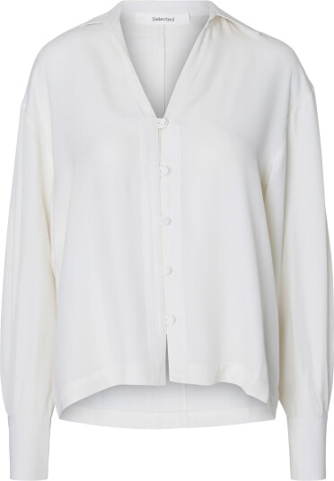 Selected Slwsoler Relaxed Ls Shirt Cream 36