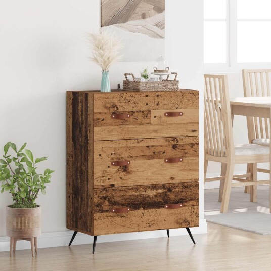vidaXL Kommode med skuff Gammelt tre 69,5 x 34 x 90 cm Konstruert tre