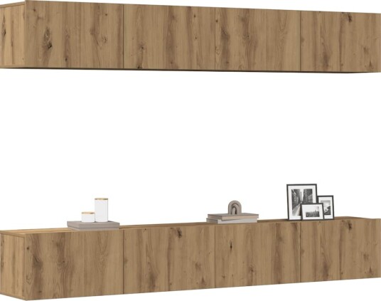 vidaXL 4 deler veggmontert TV-skapsett Artisan Oak 100x30x30 cm