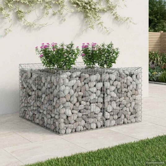 vidaXL Gabion hevet seng 100 x 100 x 60 cm Galvanisert stål Sølv