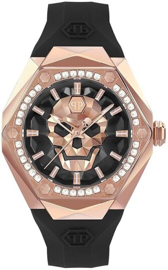 Philipp Plein Herreklokke PWPWA0424 The Skull Sort/Gummi