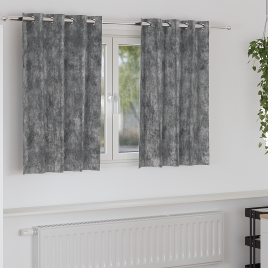 Gardin med gardiner 2 pcs Grå 140 x 140 cm Fløyel