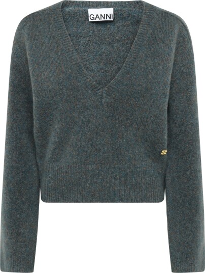 Ganni V Neck Jumper Blue XS