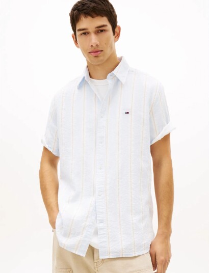 Tommy Jeans Tjm Reg Seersuckr Ptrn Shirt Ext   Blue   XS