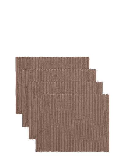 LINUM Uni Place Mat Rib 4-Pack - Brown - 35X46CM