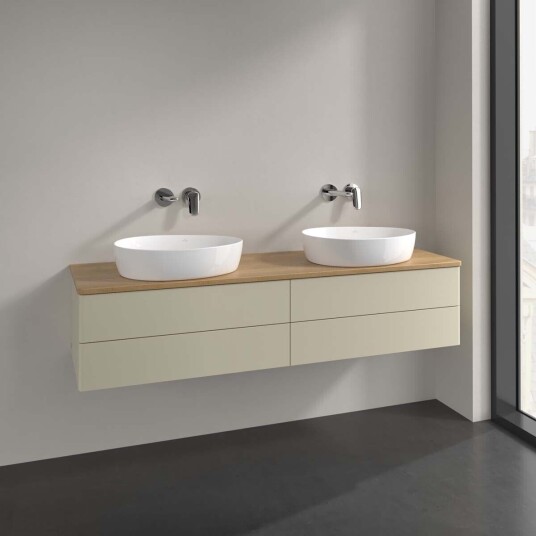 Villeroy & Boch Antao Servantskap med 4 skuffer 160x50x36 cm u/lys Grå Matt/Eik Villeroy & Boch Antao Servantskap med 4 skuffer 160x50x36 cm u/lys Grå Matt/Eik