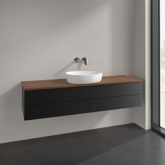 Villeroy & Boch  Antao Servantskap med 4 skuffer 160x50x36 cm u/lys Sort Matt/Valnøtt