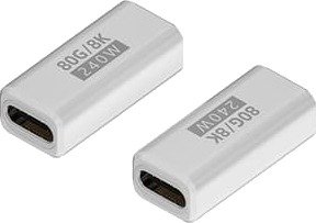 2-pakning 240W 80Gbps USB-C Hunn til Hunn Adapter, Rett, Støtter 8K@60Hz Video & PD Lading White