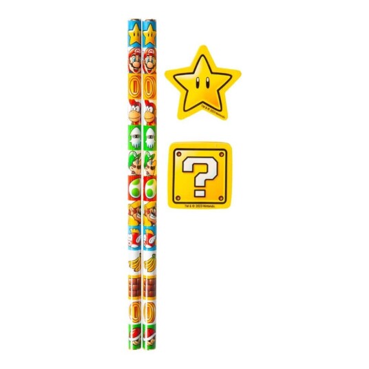 2 stk Super Mario Blyanter og Viskelær