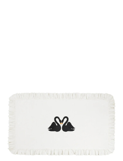 Anna + Nina Black Swan Tablecloth - White - 255X155CM