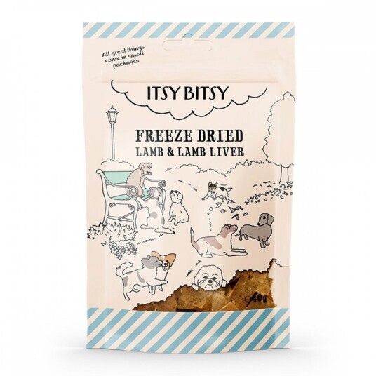 Itsybitsy Freeze Dried Lammekjøtt Og Leverbiter Til Hund