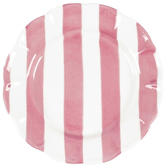 Pick A Poppy Stripe Sidetallerken 22 cm Mørk Rosa