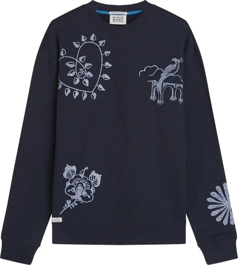 Scotch & Soda Delfts Blauw Embroidered Relaxed Fit Sweatshirt Navy M Scotch & Soda Delfts Blauw Embroidered Relaxed Fit Sweatshirt Navy M
