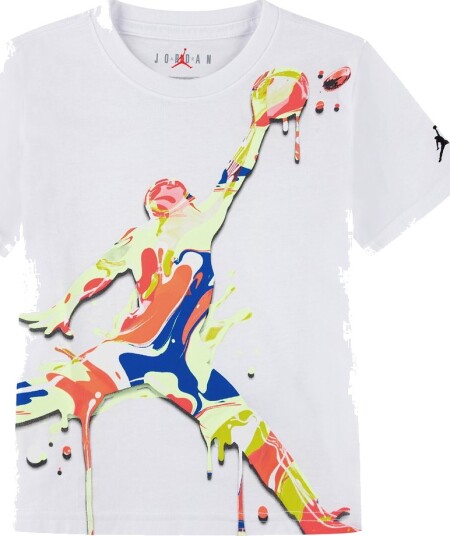 Jordan T skjorte Splash Maling Hvit Jordan 4 5 år 104 110 T skjorte Blå Gul