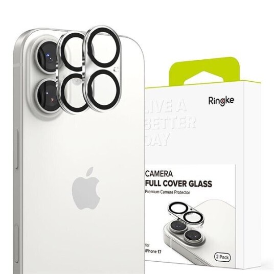 Ringke iPhone 17 Heldekkende kameralinsebeskytter   2 stk. Svart/Klar