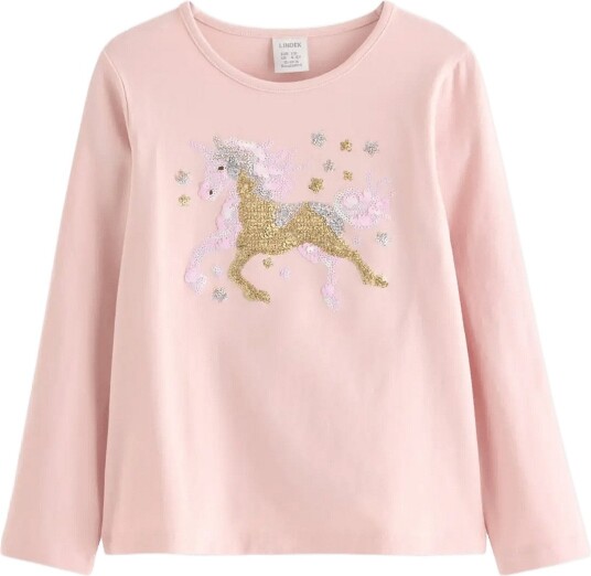 Lindex Long Sleeved Top With Sequins Pink 116