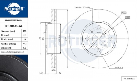 Bremseskive ROTINGER RT 20431-GL