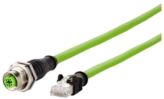 Metz Connect 142M4d25050 M12 Nettverkskabel Patchkabel Cat 5E S/Utp 5 M Grønn Pur Kappe Syrebestandig Ozonbestandig Uv Bestandig Slepekjedekompatibel 142M4d25050