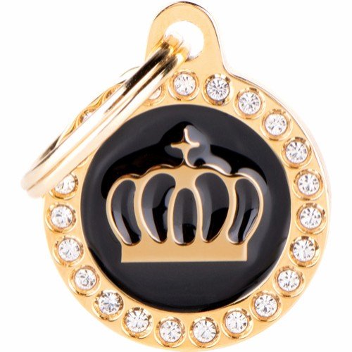 Myfamily Glam Strass Id-Merke Med Krone Sort/Gull