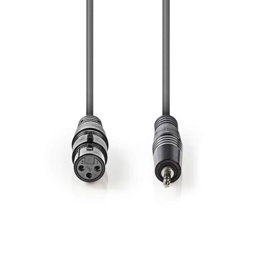 Nedis Balansert XLR 3-Pin Lydkabel 1m med 3.5mm Han, Mørk Grå
