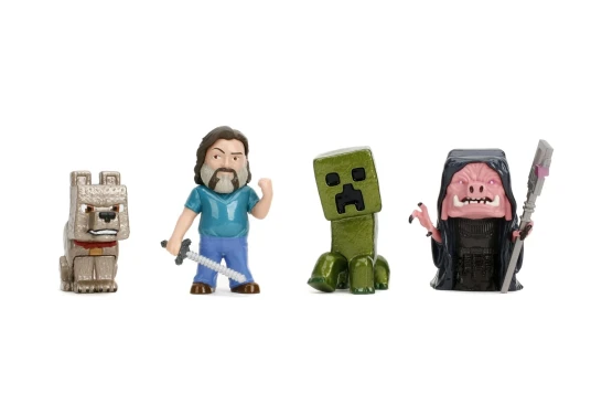 Minecraft Movie Figursett – Metalfigs 4 stk – Steve Creeper Wolf og Necromancer Minecraft Movie Figursett – Metalfigs 4 stk – Steve Creeper Wolf og Necromancer