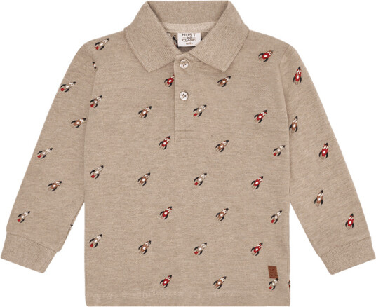 Hust and Claire Stevie Space embroidery Polo Genser  Biscuit (110 / 5 år)