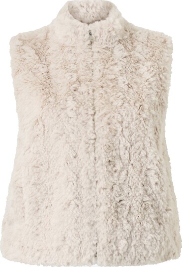 NO. 1 BY OX Vest Short Fake Fur Vest Beige